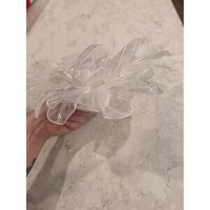 Vintage White Organza Feather Fascinator Hair Clip Floral Wedding Tea Party